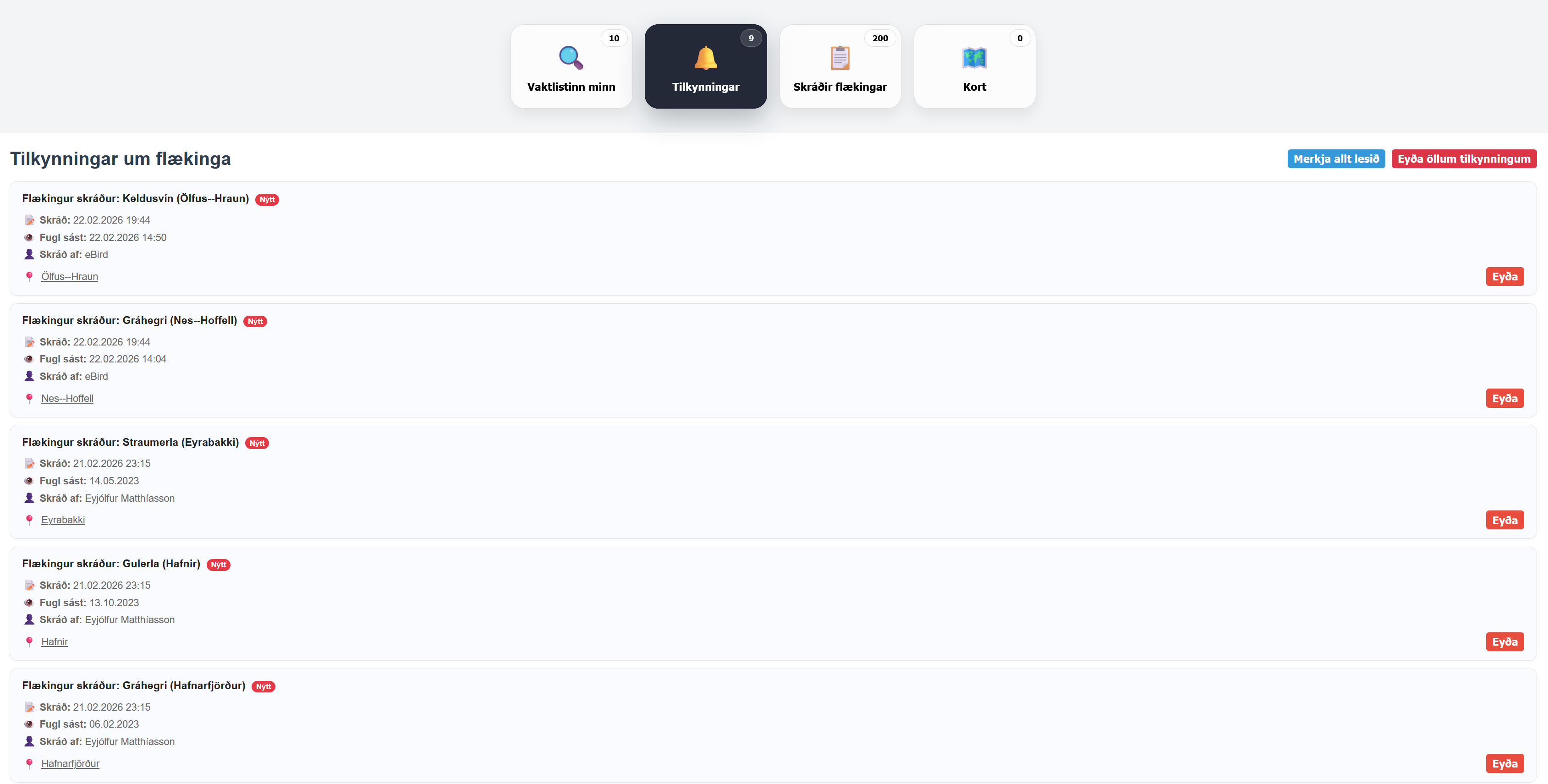 Flækingavaktin — sjaldgæfir fuglar á Íslandi